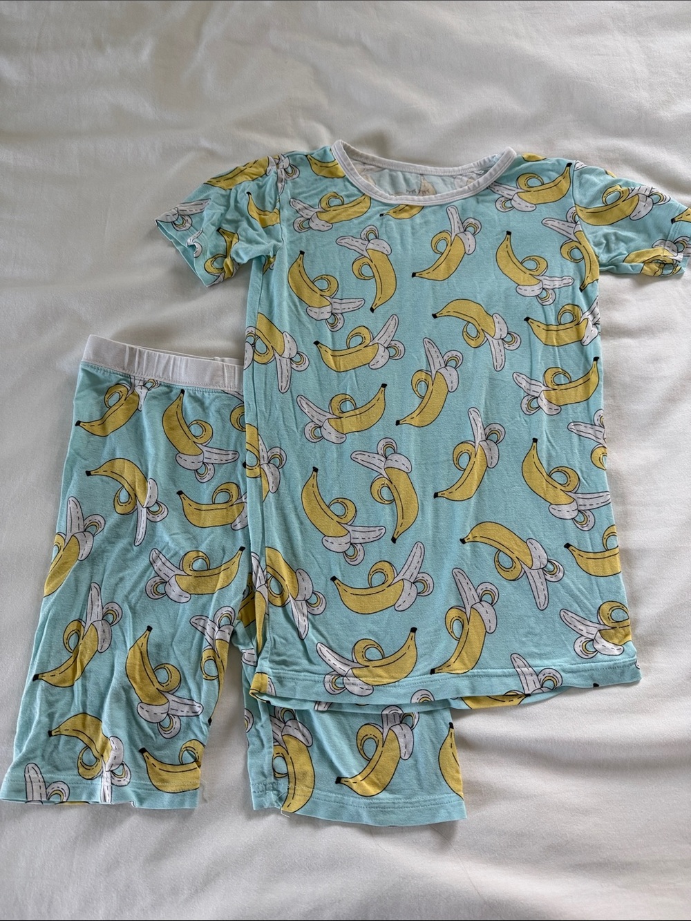 Little Sleepies Light Blue Banana Print Pajama Set Size 7/8 Kids Unisex